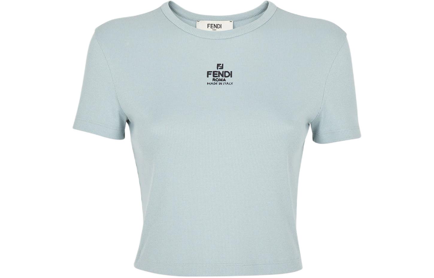 (Women) FENDI Solid Color Logo Print Short Sleeve T-Shirt SS23  Regular Fit FS8110ANQMF0ZNM 圖 12