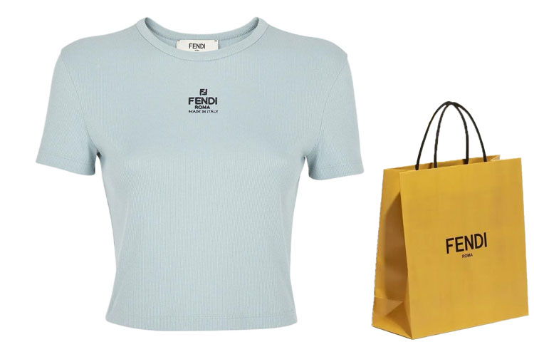 (Women) FENDI Solid Color Logo Print Short Sleeve T-Shirt SS23  Regular Fit FS8110ANQMF0ZNM 圖 14