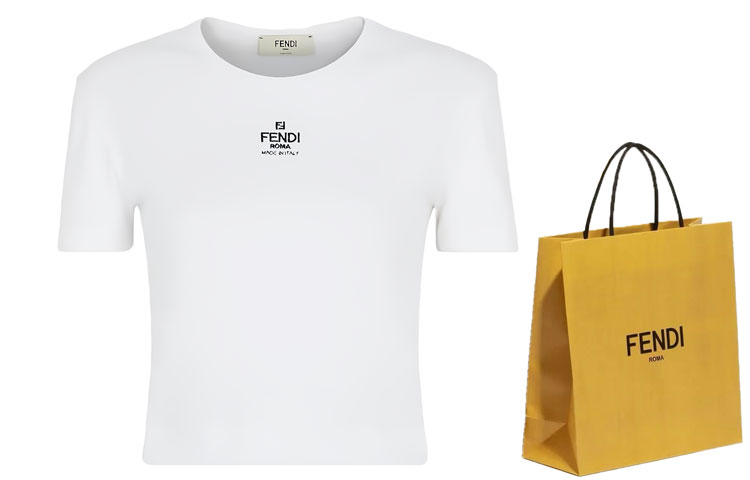 (Women) FENDI Solid Color Logo Print Short Sleeve T-Shirt SS23  Regular Fit FS8110ANQMF0ZNM 圖 4