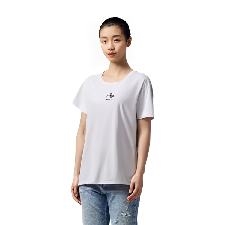 (Women) FENDI Solid Color Logo Print Short Sleeve T-Shirt SS23  Regular Fit FS8110ANQMF0ZNM 圖 6