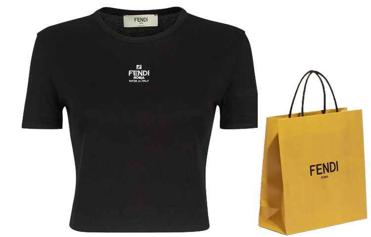 (Women) FENDI Solid Color Logo Print Short Sleeve T-Shirt SS23  Regular Fit FS8110ANQMF0ZNM 圖 9