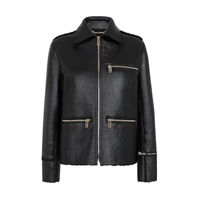 (Women) FENDI Solid Color Square Neck Zipper Casual Jacket for Women - Black FM5354AQA4F0GME