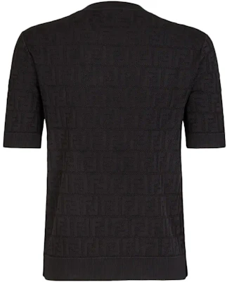 (W) FENDI SS21 Baju-T Hitam Rajut dengan Cetakan Logo FF. FZY934-ABWQF0GME Lookbook (W) FENDI SS21 Baju-T Hitam Rajut dengan Cetakan Logo FF. FZY934-ABWQF0GME