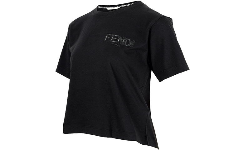 (Women) FENDI SS21 Black Logo Print Crewneck Short Sleeve T-Shirt. FS7389AFLTF0GME 圖 4