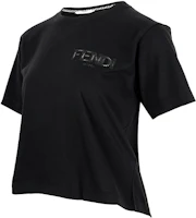 Shop (W) FENDI SS21 黑色Logo印花短袖圓領T恤。 FS7389AFLTF0GME