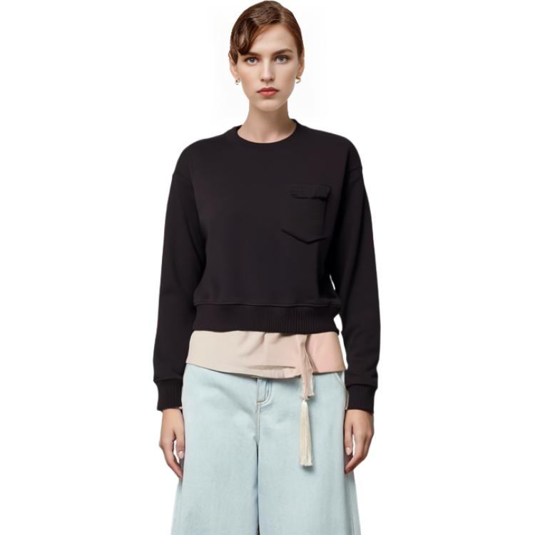 Sizing (W) FENDI SS21 黑色纯色短款针织卫衣 FS7427AFLBF0GME