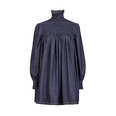 (Women) FENDI SS21 Blue Cotton Long-Sleeve Dress. FLD529AC5JF1BGW