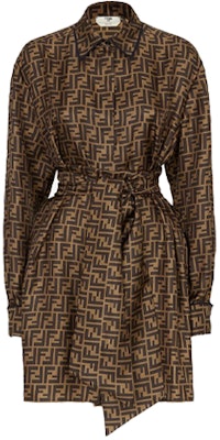 (Women) FENDI SS21 Brown Twill Long-Sleeve Dress. FDB613A8G3F1440 Order (Women) FENDI SS21 Brown Twill Long-Sleeve Dress. FDB613A8G3F1440