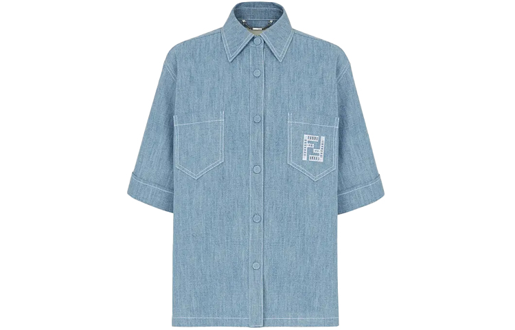 (Women) FENDI SS21 Casual Short Sleeve Shirt Light Blue FLF641AFLMF1D3B