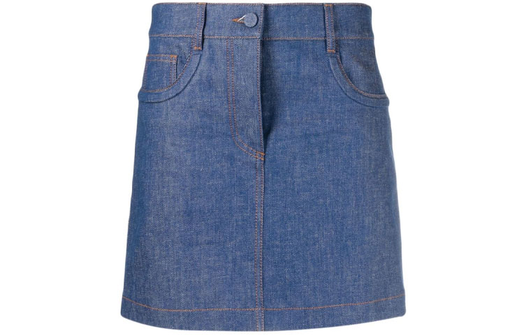 Order (W) FENDI Falda Azul Línea A Logo en Relieve Denim Mujer SS21 FLQ540AF73F0HUY