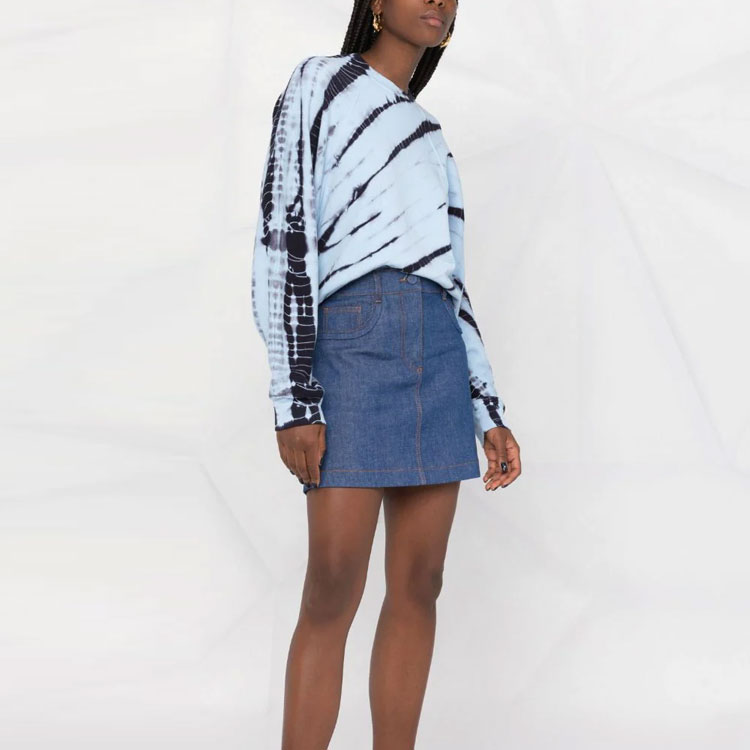 Shop (W) FENDI Falda Azul Línea A Logo en Relieve Denim Mujer SS21 FLQ540AF73F0HUY