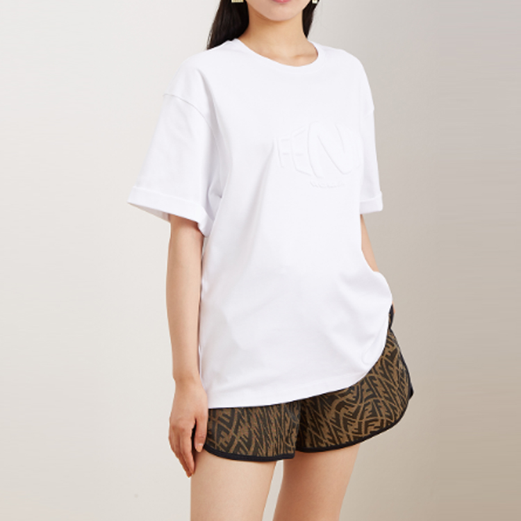 (Women) FENDI SS21 Loose Fit Letter Pattern Short Sleeve T-Shirt White FS7375AG78F0ZNM 圖 5