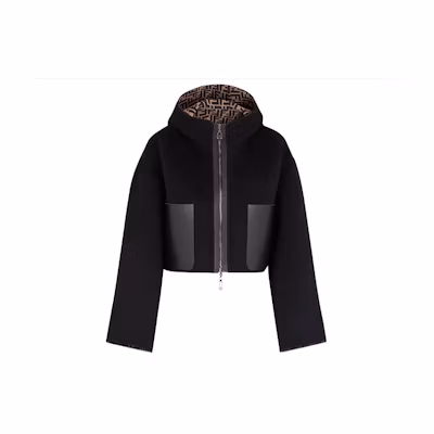 (Women) FENDI SS21 Reversible Hooded Wool Jacket with Pockets Black. FJ6993A5HDF0GME