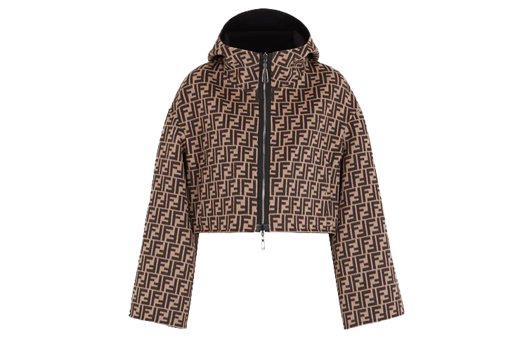 Lookbook (W) FENDI SS21黑色可翻转连帽羊毛夹克带口袋。 FJ6993A5HDF0GME