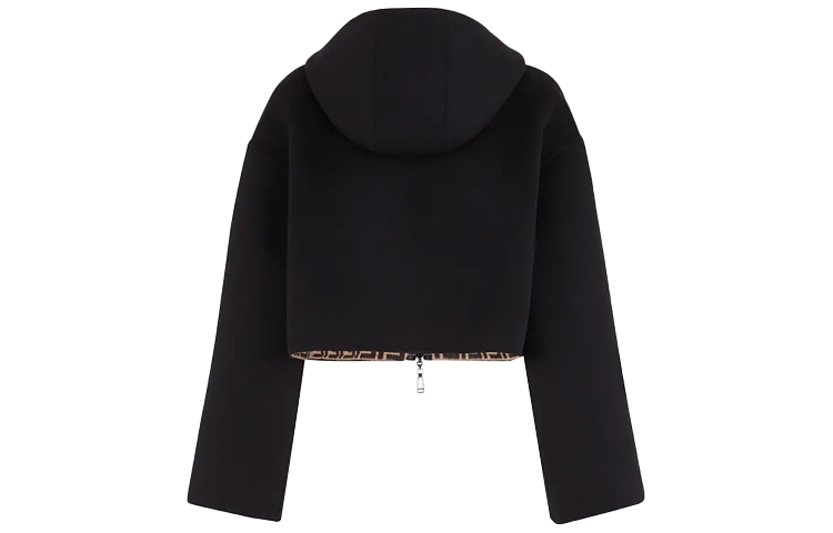 Shop (W) FENDI SS21黑色可翻转连帽羊毛夹克带口袋。 FJ6993A5HDF0GME