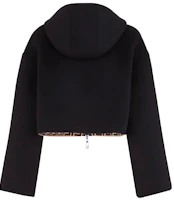Shop (Women) FENDI SS21 Reversible Hooded Wool Jacket with Pockets Black. FJ6993A5HDF0GME