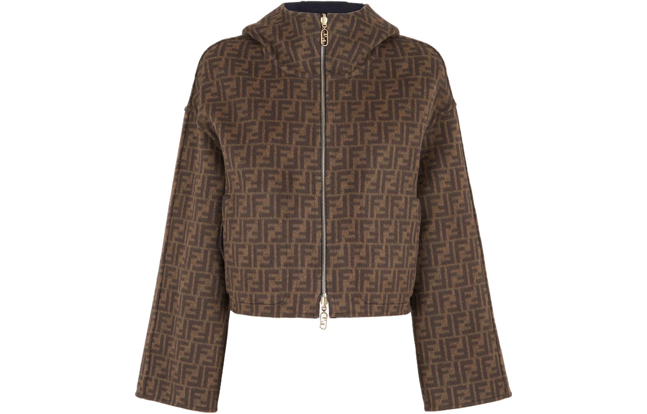 Purchase (W) FENDI SS21黑色可翻转连帽羊毛夹克带口袋。 FJ6993A5HDF0GME