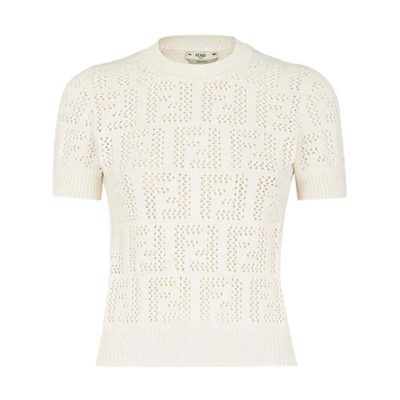 (Women) FENDI SS21 Slim Fit Cotton Sweater White FZX641AF4TF0ZNM