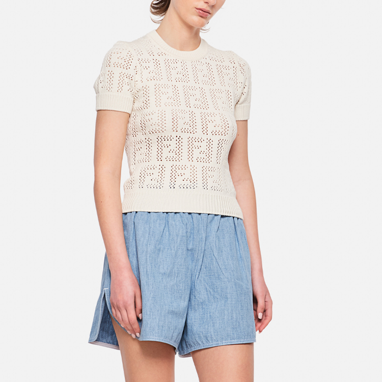 (Women) FENDI SS21 Slim Fit Cotton Sweater White FZX641AF4TF0ZNM 圖 5