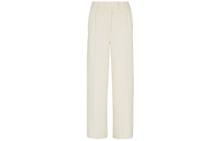 (Women) FENDI SS21 White Wide-Leg Cotton Pants FZR722AF4RF0ZNM