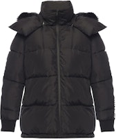 (Women) FENDI SS22 Black Logo Print Hooded Fur Collar Jacket. FAA432A8WUF0GME (Women) FENDI SS22 Black Logo Print Hooded Fur Collar Jacket. FAA432A8WUF0GME