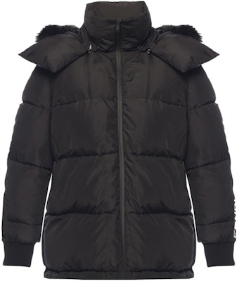 (Women) FENDI SS22 Black Logo Print Hooded Fur Collar Jacket. FAA432A8WUF0GME Order (Women) FENDI SS22 Black Logo Print Hooded Fur Collar Jacket. FAA432A8WUF0GME