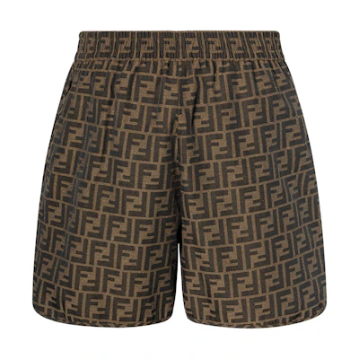 (Women) FENDI SS22 Brown Logo Print Loose Fit Casual Shorts. FR6259A5W3F118W