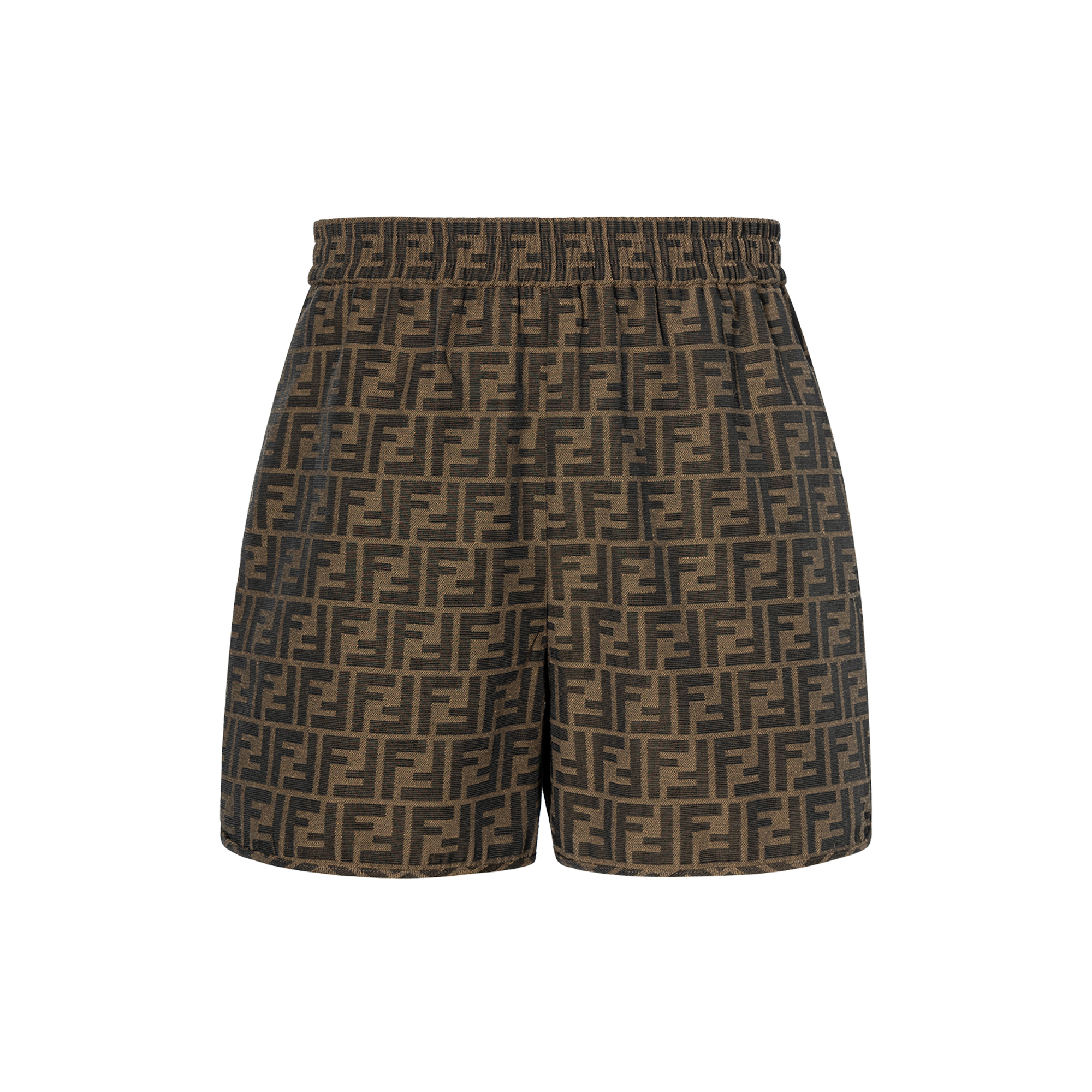 Lookbook (Women) FENDI SS22  Brown Logo Print Loose Fit Casual Shorts. FR6259A5W3F118W