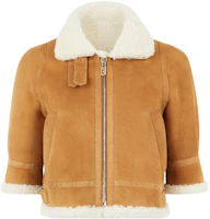 Order (Women) FENDI SS22 Brown Short Sleeve Leather Crop Top Jacket. FM5299AJA9F1HC4