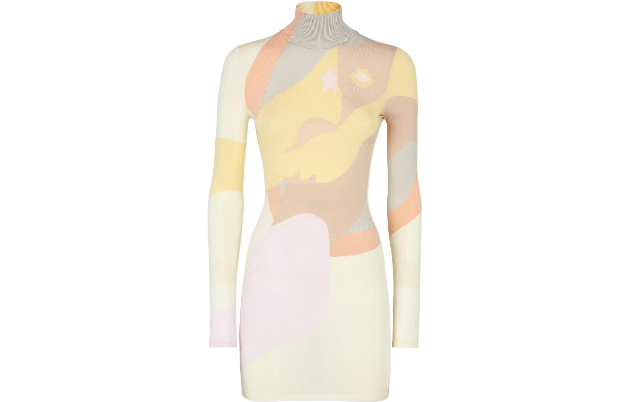 Order (W) FENDI SS22 多色拼接长袖短款连衣裙. FZD945AJTGF0W0H