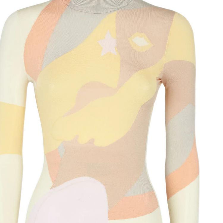 Sizing (W) FENDI SS22 多色拼接长袖短款连衣裙. FZD945AJTGF0W0H