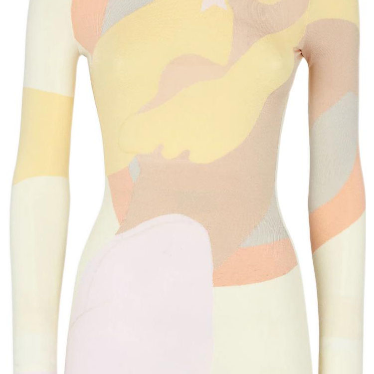 Cheap (W) FENDI SS22 多色拼接长袖短款连衣裙. FZD945AJTGF0W0H