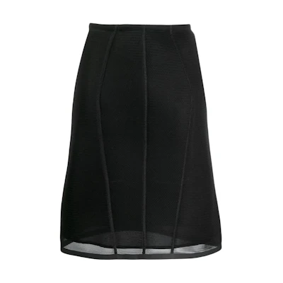 (Women) FENDI SS22 High-Waisted Mesh Midi Skirt in Black. FQ7114A9ENF0GME