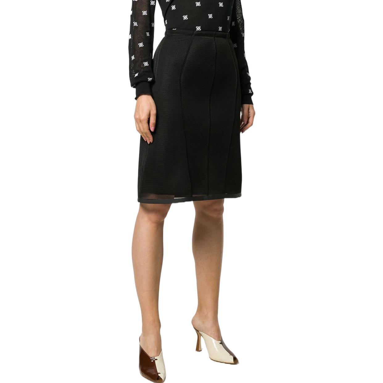 Lookbook (W) FENDI SS22 Falda Midi Mesh de Tiro Alto en Negro. FQ7114A9ENF0GME