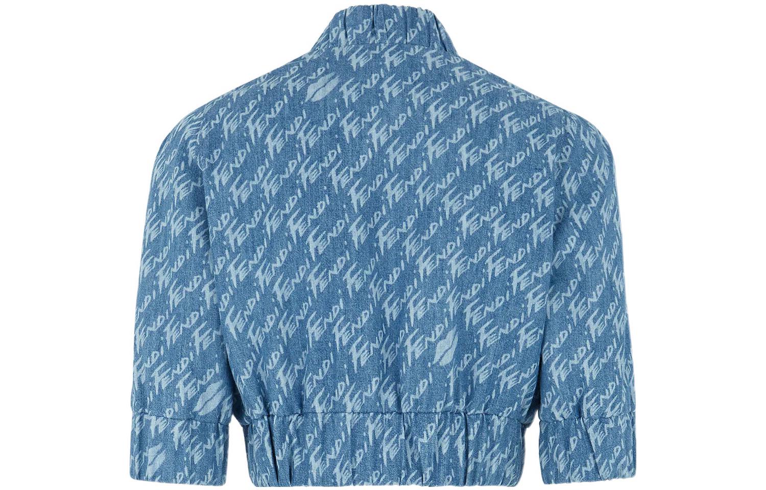 Lookbook (W) FENDI SS22 浅蓝色满版Logo印花短款夹克. FLF671AJK2F1H3F