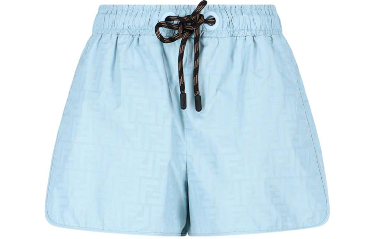 (Women) FENDI SS22  Patterned Lace-Up Casual Shorts Blue FAB279AGOBF1HTD