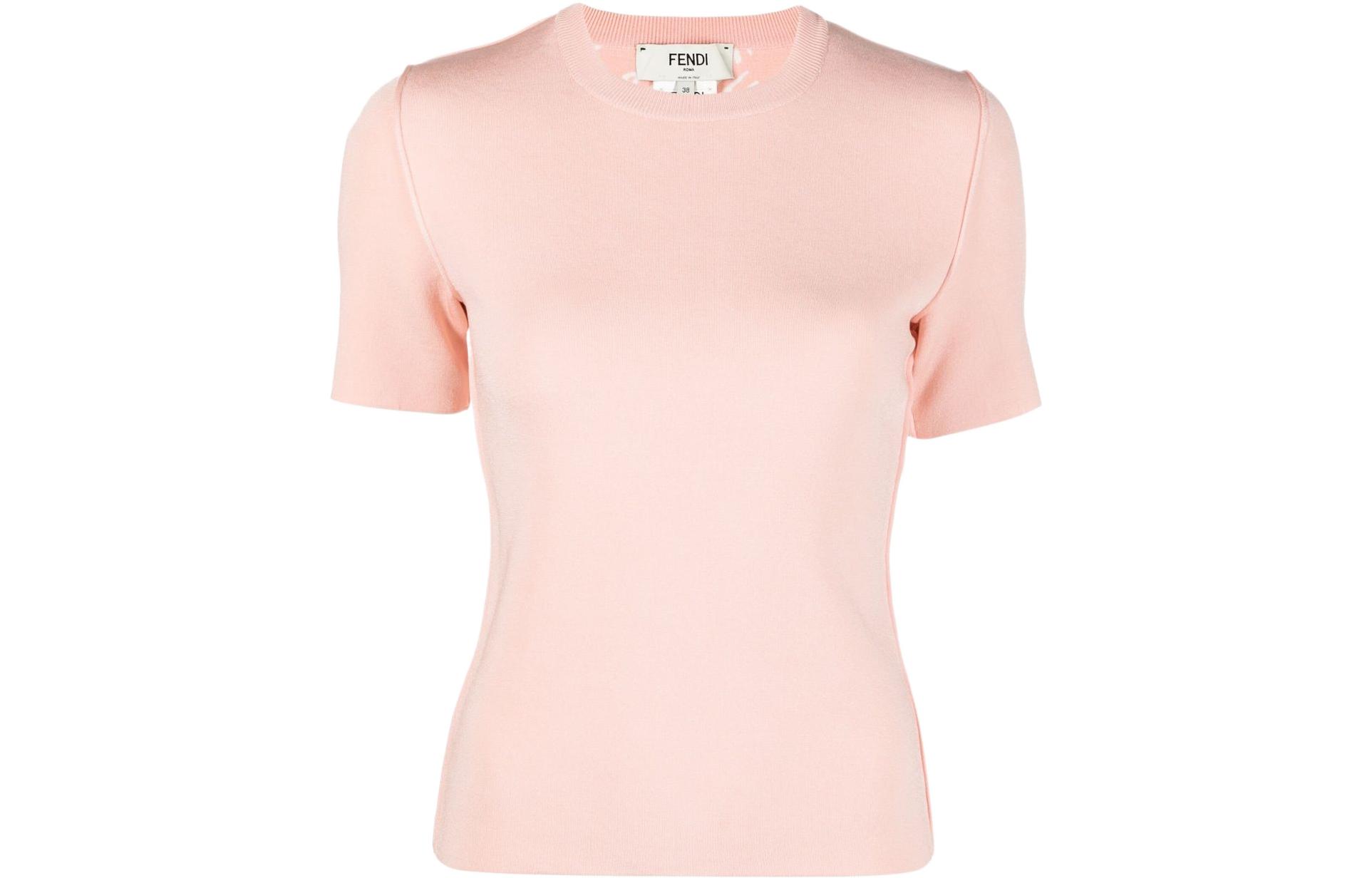 Order (W) Camiseta Rosa de Manga Corta Cuello Redondo FENDI SS22. FZX811AJTHF11AS