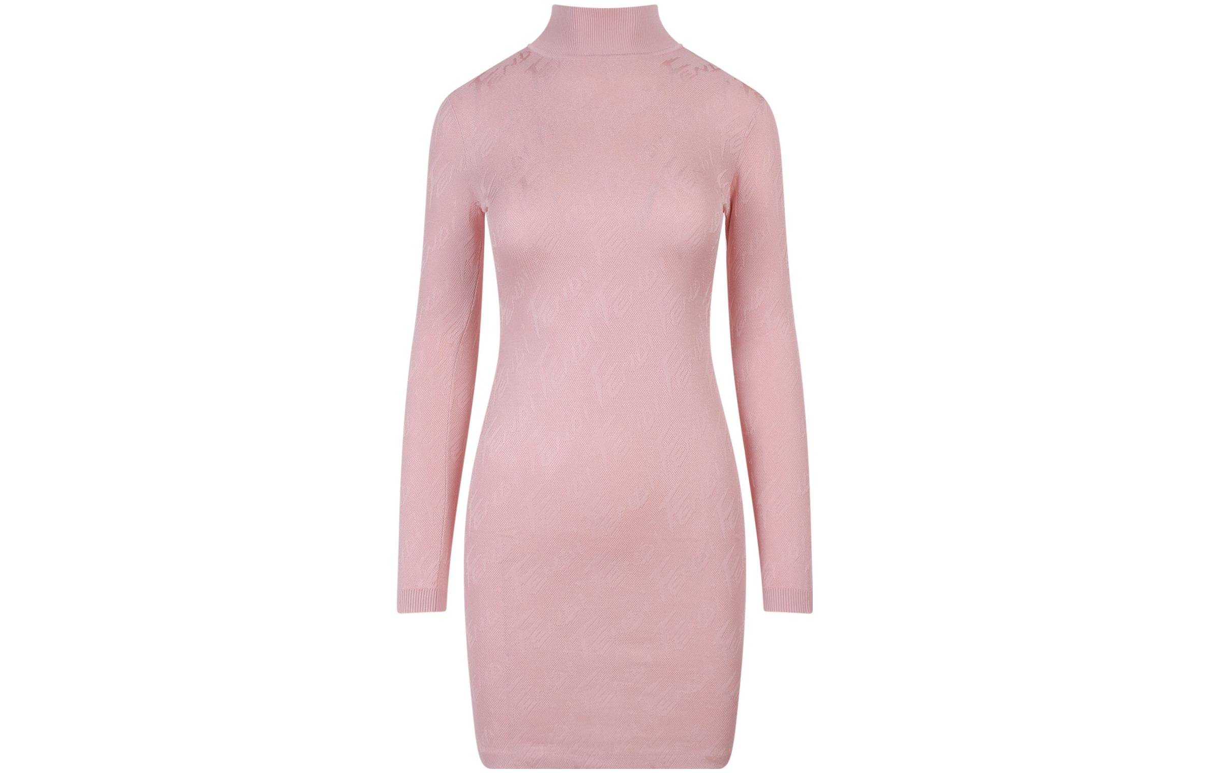 Order (W) FENDI 2022春夏款粉色高领紧身长袖连衣裙 FZDA28AJFEF11AS
