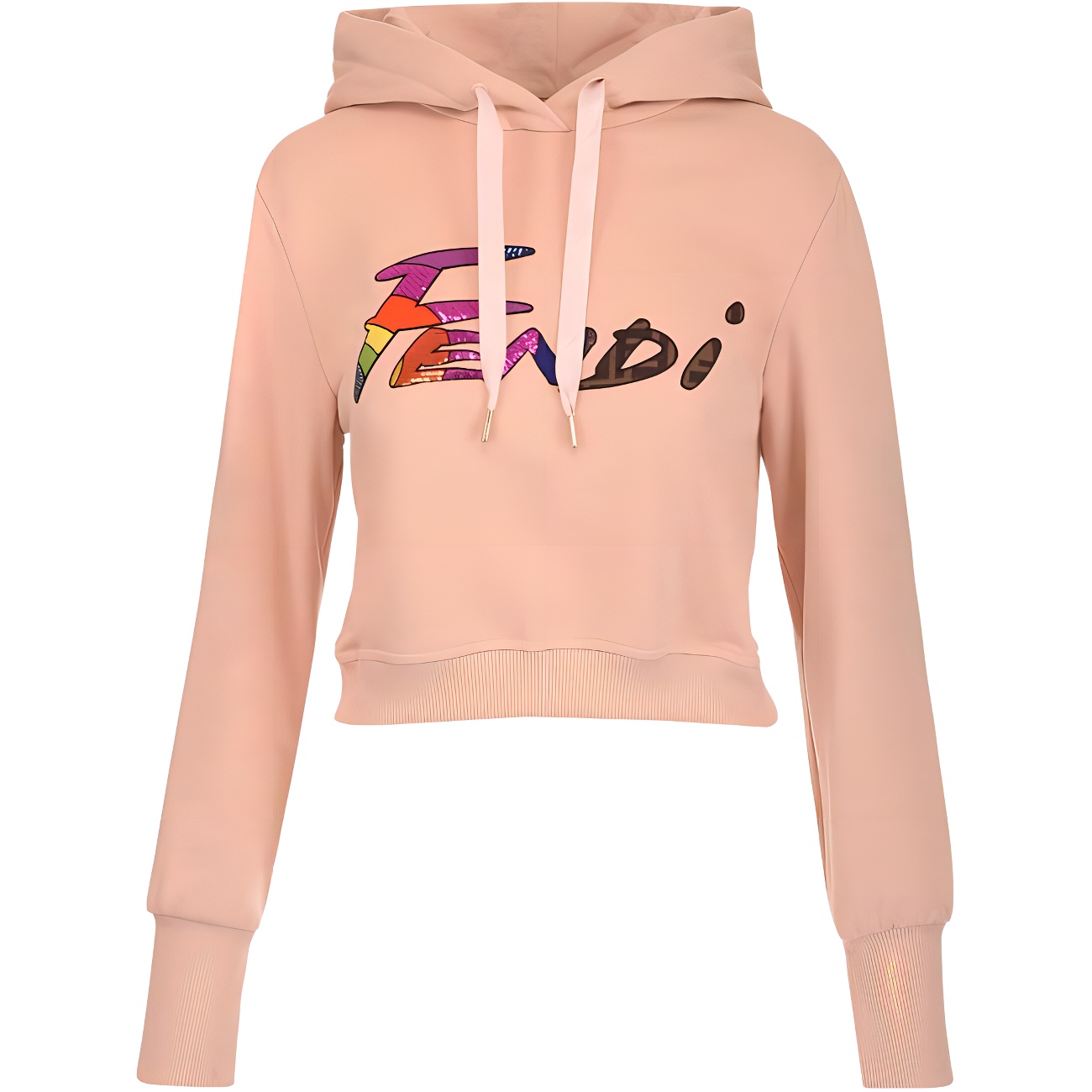 (Women) FENDI SS22  Pink Letter Print Pullover Sweatshirt. FS7516AJXFF11AS