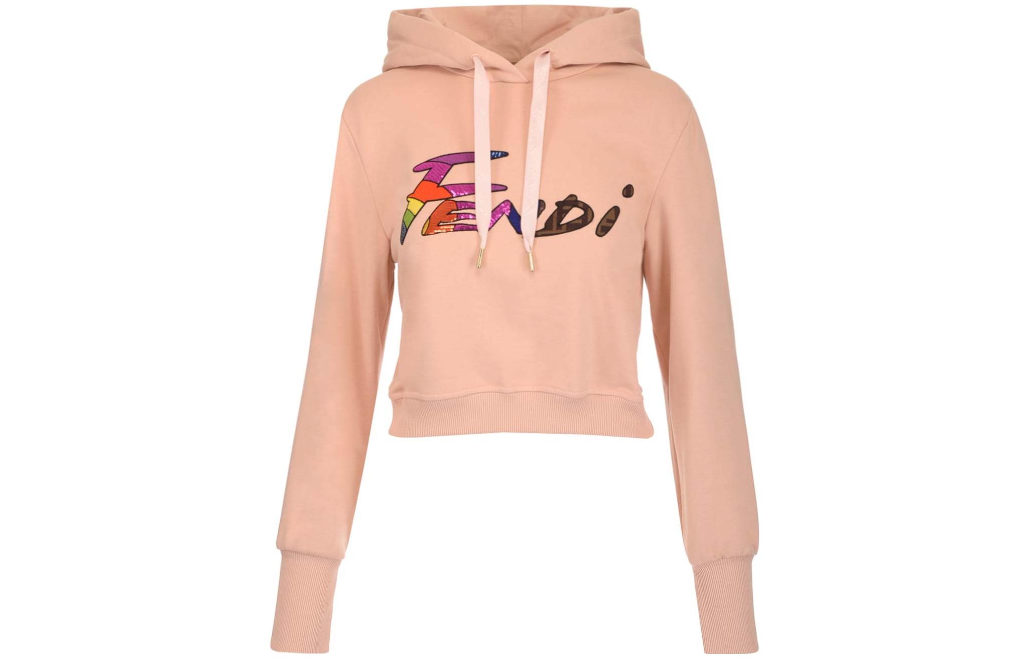 Order (W) FENDI SS22 Pink Letter Print Sweatshirt Pullover Wanita. FS7516AJXFF11AS