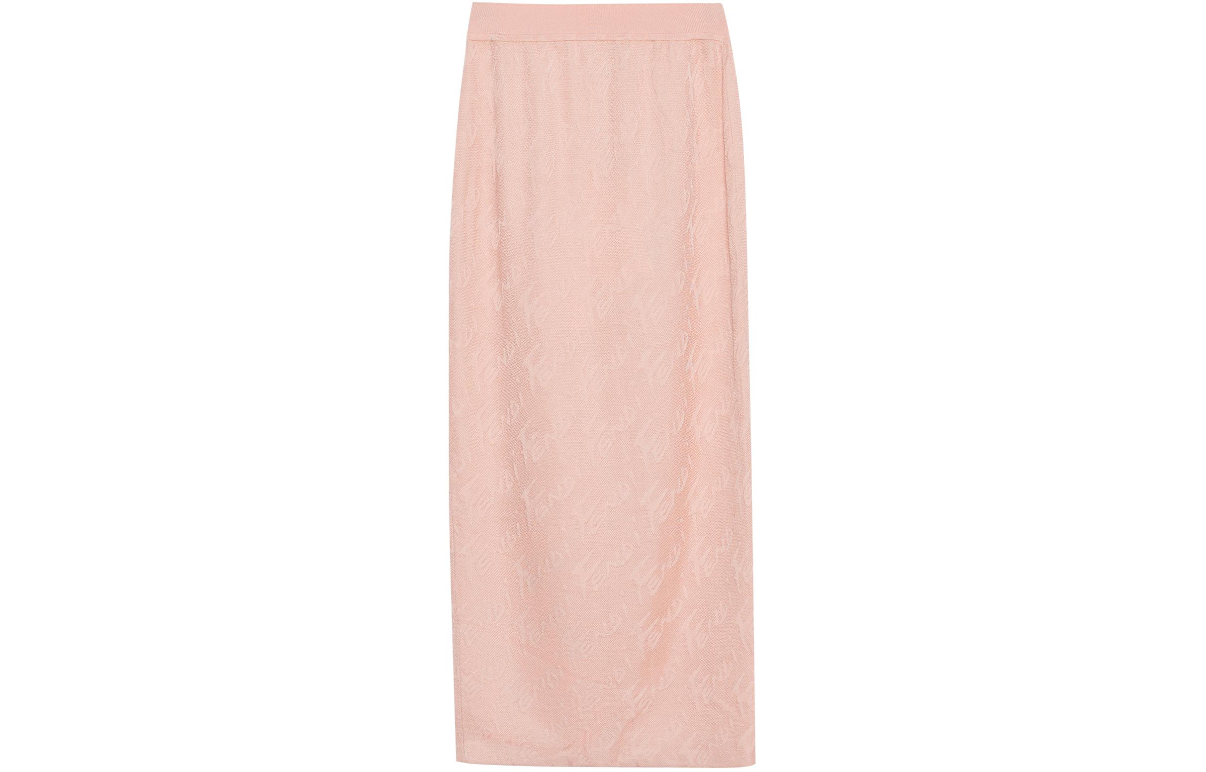 (Women) FENDI SS22  Pink Logo Jacquard Knit Midi Skirt FZQ669AJFEF11AS