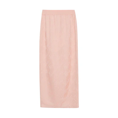 (Women) FENDI SS22 Pink Logo Jacquard Knit Midi Skirt FZQ669AJFEF11AS