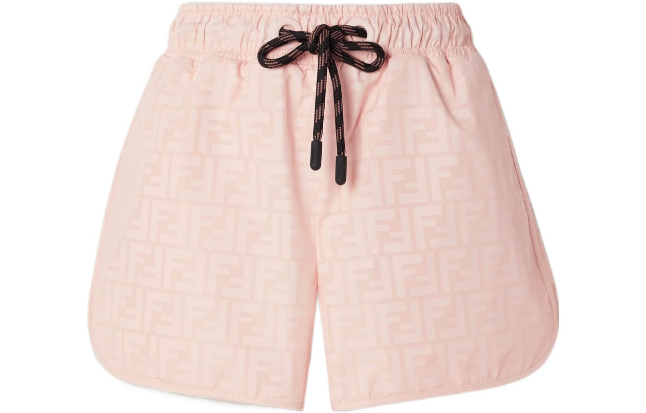 (Women) FENDI SS22  Pink Logo Print Straight-Leg Casual Shorts. FAB279AGOBF1HTC