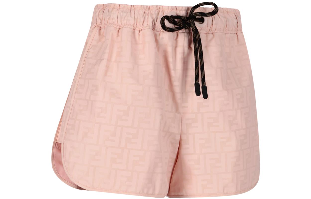 Lookbook (W) フェンディ SS22 ピンク ロゴ プリント ストレートレッグ カジュアルショーツ. FAB279AGOBF1HTC