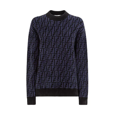 (Women) FENDI SS22 Purple Logo Print Crewneck Long Sleeve Sweater FZX860ALAPF10W3