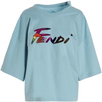 (W) FENDI SS22 T-Shirt Cetakan Logo Biru Mist. FS7890AJXGF1H3F Order (W) FENDI SS22 T-Shirt Cetakan Logo Biru Mist. FS7890AJXGF1H3F