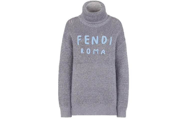 (Women) FENDI SS22 Letter Pattern Embroidered Pullover Sweater Grey FZX761AIKAF0HH3