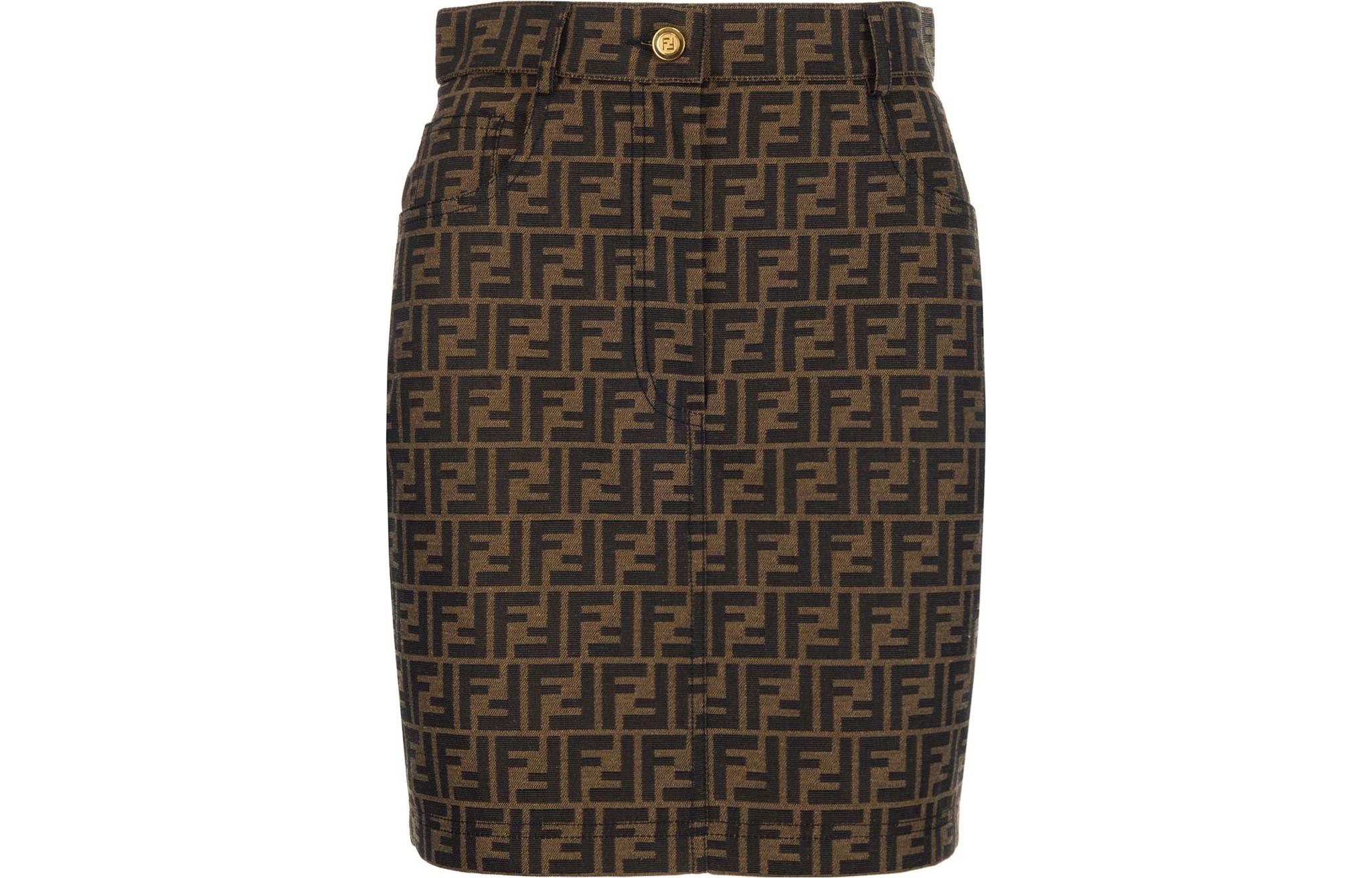 Order (W) FENDI SS22 Falda Casual Mujer Estampado Monograma Cintura Alta Línea A. FQ7256A5W3F118W