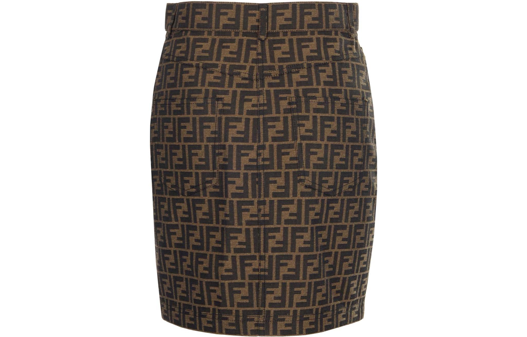 Lookbook (W) FENDI SS22 Falda Casual Mujer Estampado Monograma Cintura Alta Línea A. FQ7256A5W3F118W