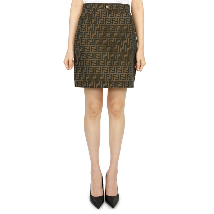 Shop (W) FENDI SS22 Falda Casual Mujer Estampado Monograma Cintura Alta Línea A. FQ7256A5W3F118W